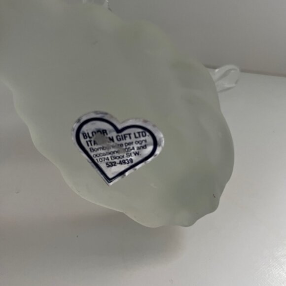 Glass Lovebirds on a branch / Glass Figurine / White / Opalescent Glass - Picture 5 of 10